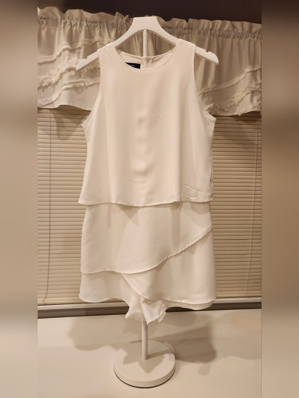 Sleeveless White Layered Mini Dress